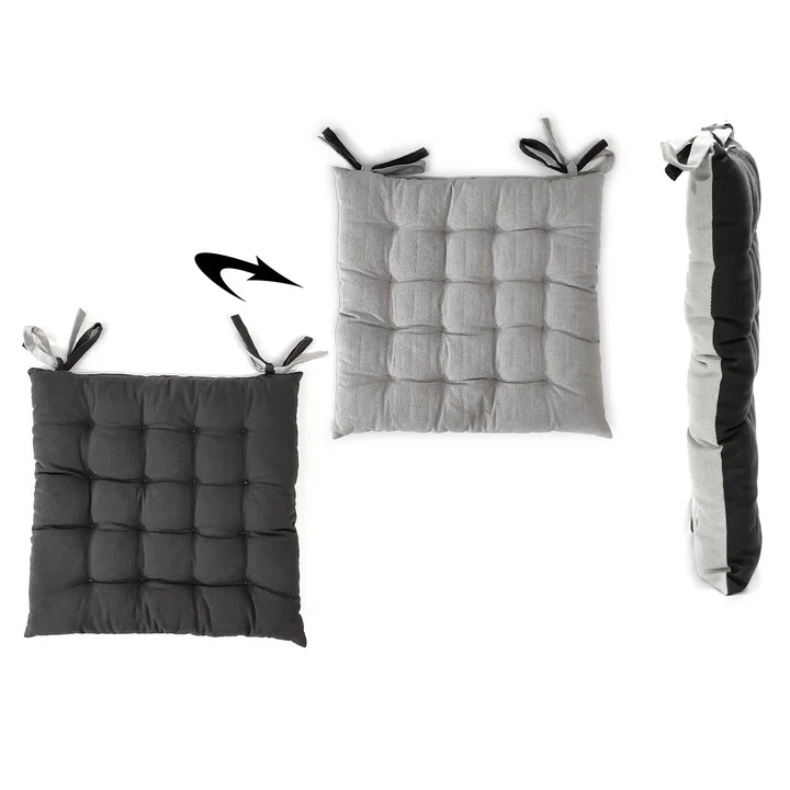 595184 Cuscino per Sedia Grigio Chiaro e Grigio Scuro 40x40 cm Bicolore - immagine 1