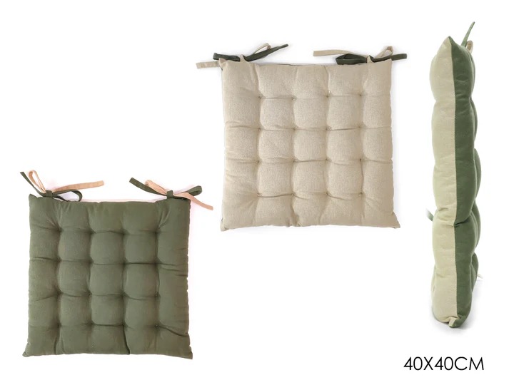 595186 Cuscino per Sedia Verdone e Sabbia 40x40 cm Bicolore - immagine 1