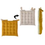 Cuscino per Sedia Senape e Sabbia 40x40 cm Bicolore