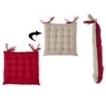 Cuscino per Sedia Rosso e Sabbia 40x40 cm Bicolore