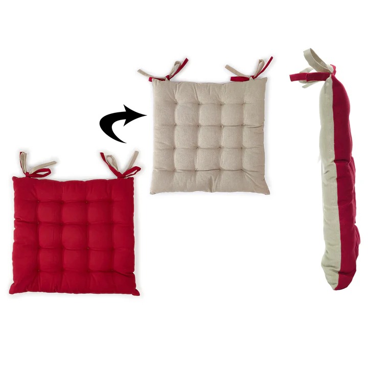 595188 Cuscino per Sedia Rosso e Sabbia 40x40 cm Bicolore - immagine 1