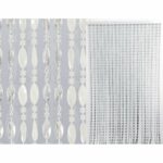 Tenda a Fili con Perline Bianco Ghiaccio con Supporto in Alluminio h220x100 cm