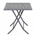 Tavolo da Giardino Pieghevole Quadrato in Acciaio Grigio 60x60 cm