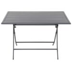 Tavolo da Giardino Pieghevole in Acciaio Grigio 110x70cm