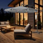 Ombrellone da giardino Decentrato con 32 LED Pannello Solare - immagine 4