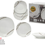 Servizio 18 pz di piatti Abstract Grey in porcellana