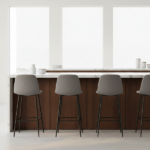 Set 4 PZ Sgabelli Alti tessuto in Lino Grigio