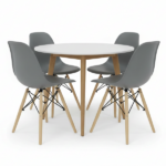 Set 4 Sedie Grigie Con Gambe in Legno h82 cm