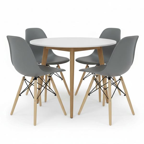 Set 4 Sedie grigie con gambe in legno h82 cm Set 4 Sedie Grigie Con Gambe in Legno h82 cm - immagine 1