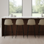 Set 4  Sgabelli Alti tessuto in Lino Beige