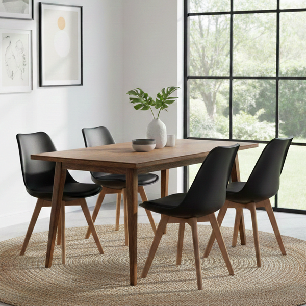 Tavola 10 Set 4 Sedie Nera con Gambe in Legno - immagine 1