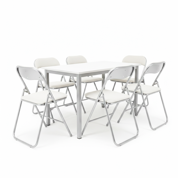 Tavola 15 Set 6 Sedie Pieghevoli Bianca - immagine 1