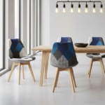 Set 4 Sedie Patchwork Blu e Grigio