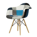 Set 4 Poltrone Patchwork con braccioli Blu e Grigio - immagine 2