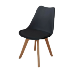 Set 4 Sedie Nera con Gambe in Legno - immagine 2