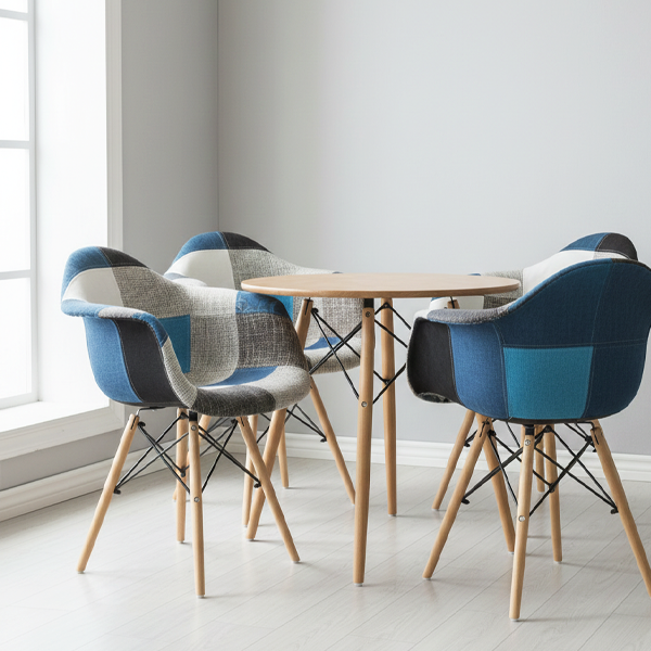 Tavola da disegno 4 Set 4 Poltrone Patchwork con braccioli Blu e Grigio - immagine 1