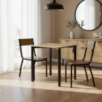 Set Tavolo 70x70 cm e 2 sedie in metallo e MDF