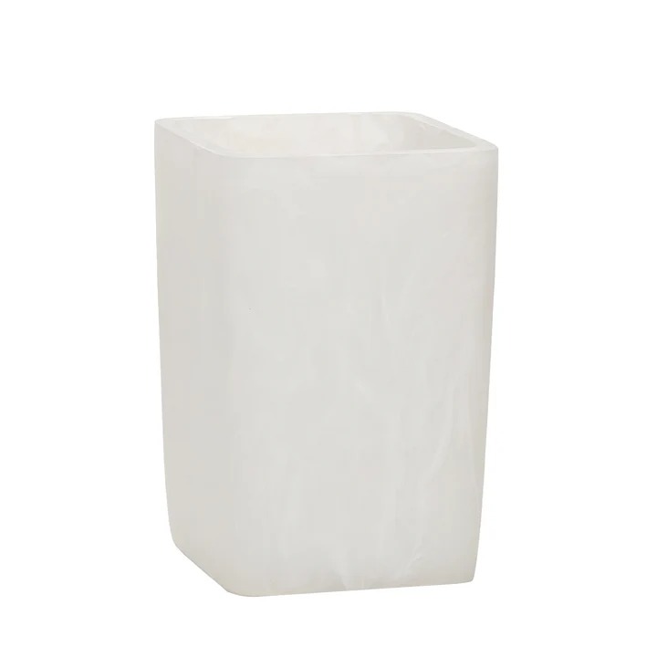 imgi_4_605274 Bicchiere Porta Spazzolini Effetto Marmo Bianco - h.10,6x7x7cm - immagine 1