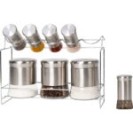 Set 8 pezzi Barattoli e portaspezie in vetro e acciaio inox