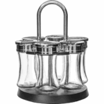 Portaspezie con 6 barattoli in vetro