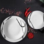 Set 18 pezzi Servizio di piatti Abstract Black in Porcellana - immagine 2