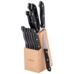 Ceppo coltelli 12 pezzi +Acciaino con stand in legno