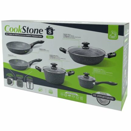 Batteria Pentole Effetto Pietra CookStone 8 Pezzi