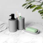 Set Bagno 3 pezzi in Polipropilene Grigio - immagine 2