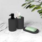 Set Bagno 3 pezzi in Polipropilene Nero - immagine 2