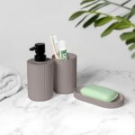 Set Bagno 3 pezzi in Polipropilene Tortora - immagine 2