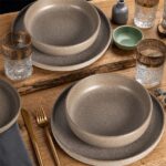 Servizio 18 pz piatti in Stoneware Nordica Tortora