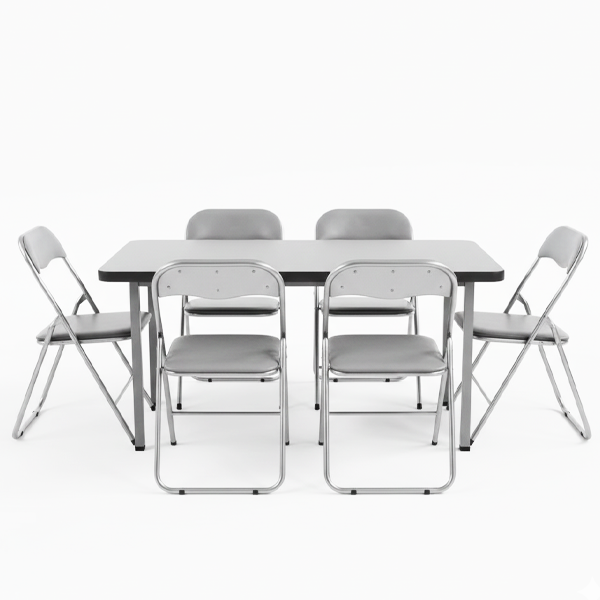 Set 6 Sedie pieghevoli grigio e silver Set 6 Sedie pieghevoli grigio e silver - immagine 1