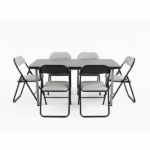 Set 6 Sedie Pieghevoli in Lino Grigio chiaro