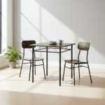 Set Tavolo 70x70 cm e 2 sedie in metallo e MDF Rovere Massello