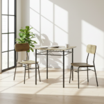 Set Tavolo 70x70 cm e 2 sedie in metallo e MDF Rovere Cadiz