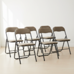 Set 6 Sedie Pieghevoli in Lino Beige