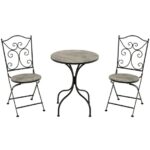 Set  Bistrot tavolo rotondo  in ceramica Effetto Marmo Grigio