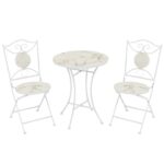 Set  Bistrot tavolo rotondo in ceramica Effetto Marmo Bianco