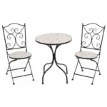 Set  Bistrot tavolo rotondo in ceramica Effetto Mosaico