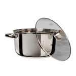 Casseruola in acciaio inox con coperchio in vetro diametro 18 cm