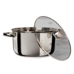 Casseruola in acciaio inox con coperchio in vetro diametro 24 cm