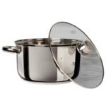 Casseruola in acciaio inox con coperchio in vetro diametro 28 cm