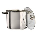 Pentola in acciaio inox con coperchio in vetro diametro 30 cm