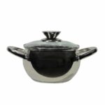 Casseruola in acciaio inox con coperchio in vetro temperato diametro 28 cm