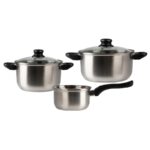 Batteria 5 pz Pentole in Acciaio Inox con Fondo Full Induction