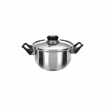 Casseruola in acciaio diametro 18 cm con coperchio in vetro Linea Stile Mediterraneo