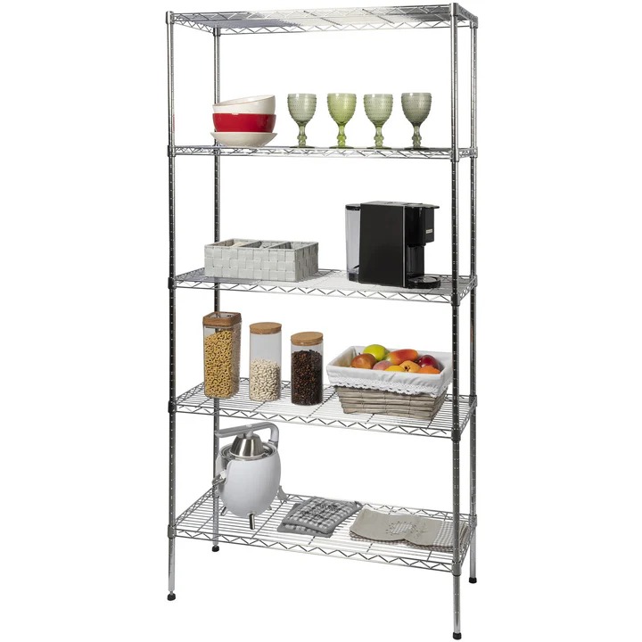 imgi_6_612505 Scaffale Multiuso in Acciaio 5 Ripiani Crome - immagine 1