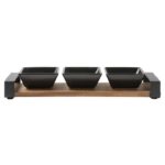 Antipastiera con 3 Ciotole Linea Acacia 31x10 cm