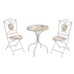 Set  Bistrot tavolo rotondo in ceramica decorata