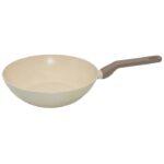 Padella Wok in alluminio pressato Beige Linea Diamante diametro 28 cm